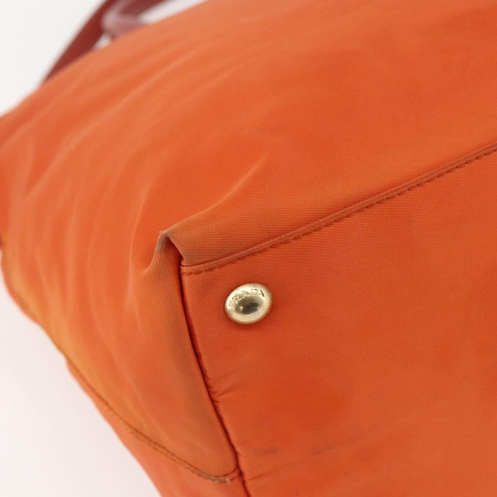 Prada Convertible Flap Tote Tessuto And Saffiano Leather Orange Nylon Tote Bag Bag (Pre-Owned)