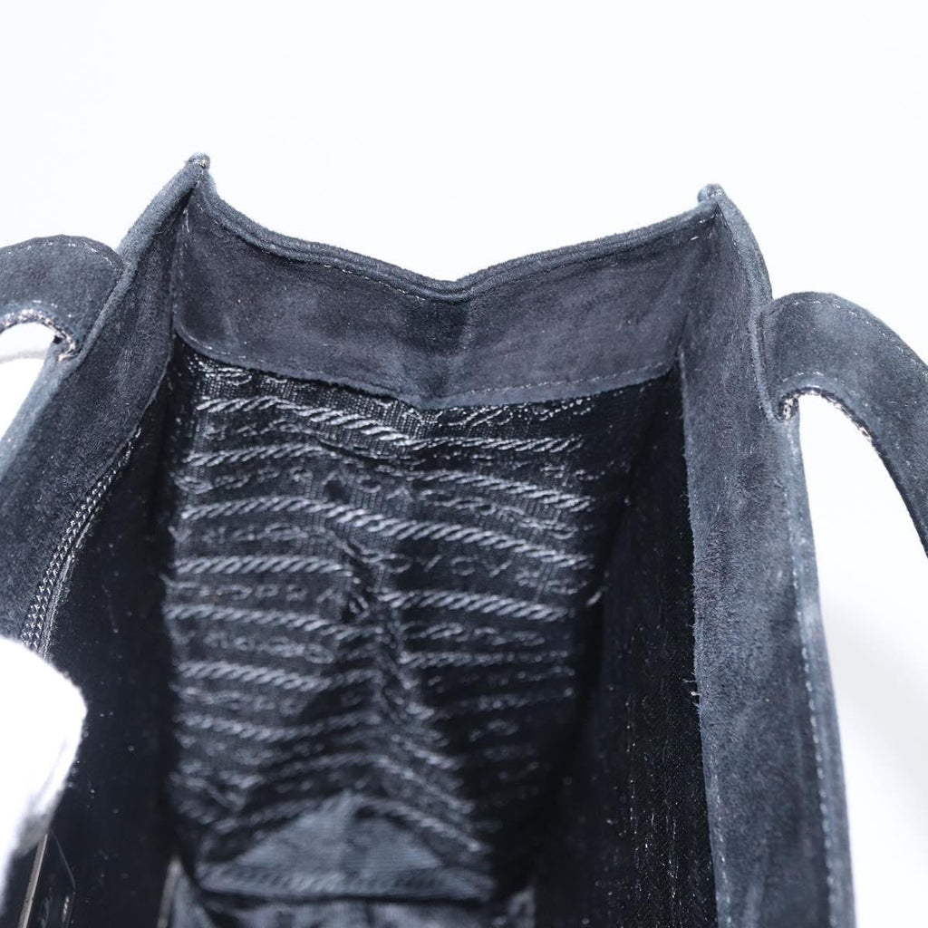 Prada Vintage Handbag Suede Black Suede Handbag (Pre-Owned)