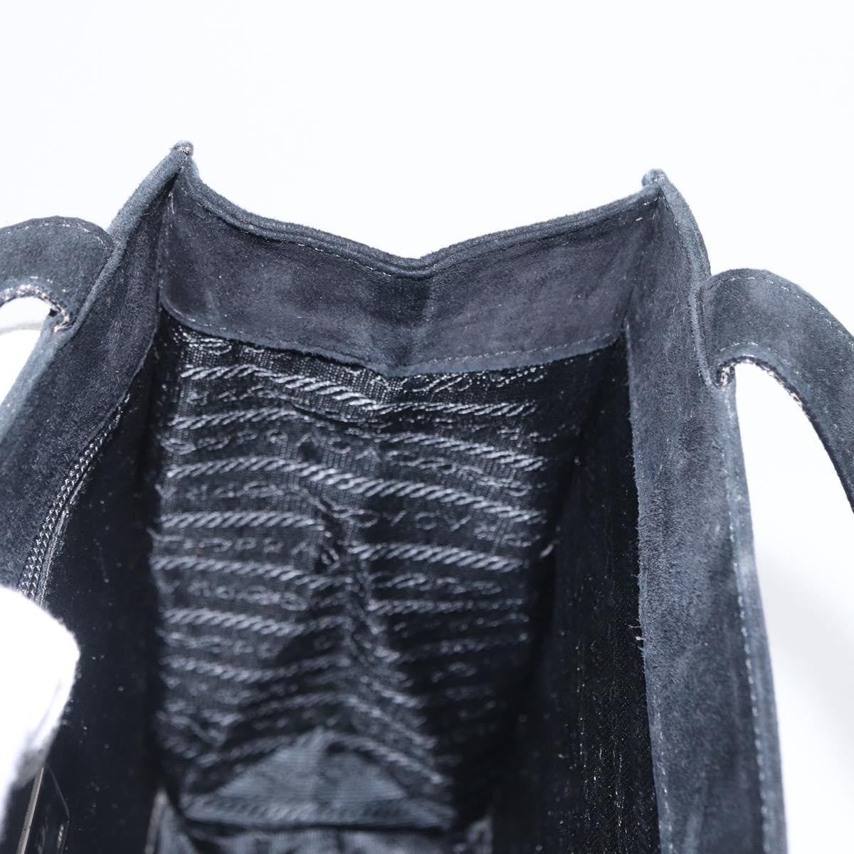 Prada Vintage Handbag Suede Black Suede Handbag (Pre-Owned)