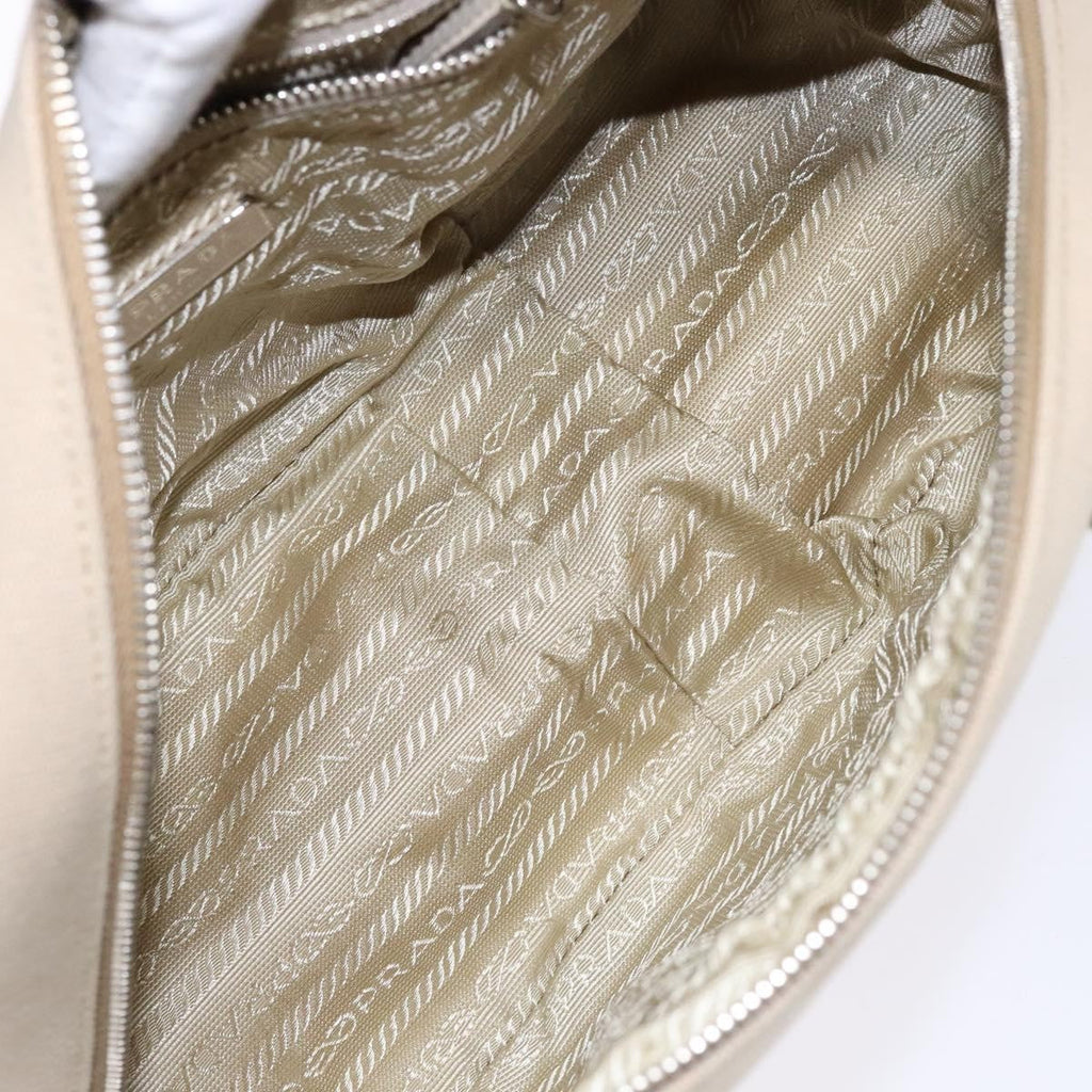 Prada Bauletto Bag Canvas With Leather Beige Canvas Bag (Pre-Owned)