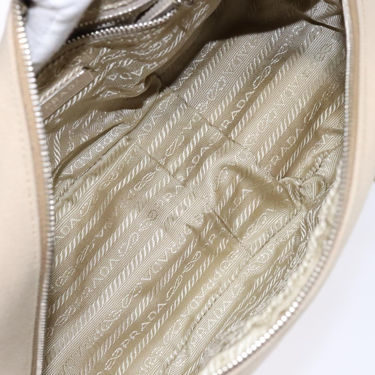 Prada Bauletto Bag Canvas With Leather Beige Canvas Bag (Pre-Owned)