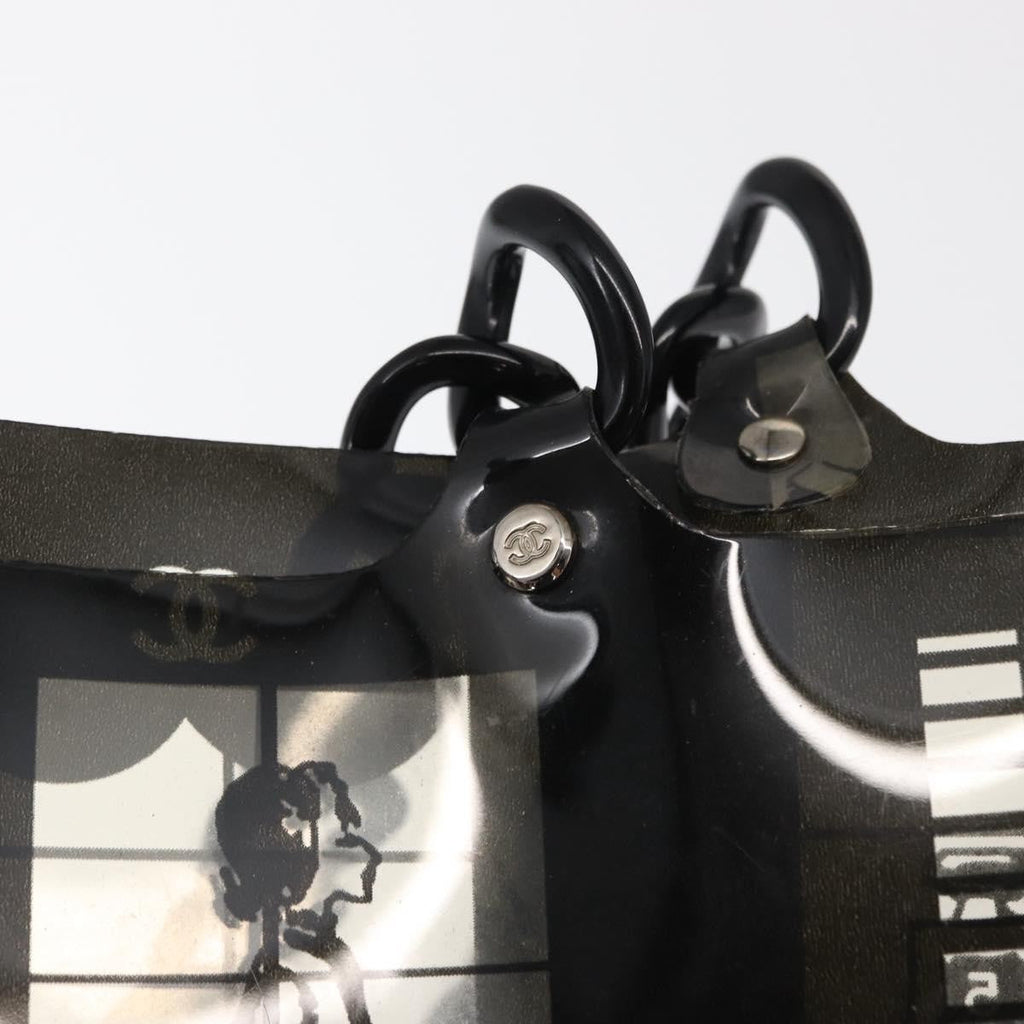 Chanel Coco Window Tote Printed Vinyl Black Plastic Tote Bag Bag (Pre-Owned)