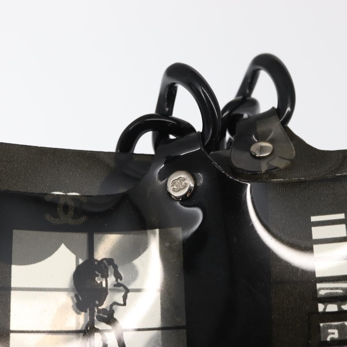 Chanel Coco Window Tote Printed Vinyl Black Plastic Tote Bag Bag (Pre-Owned)