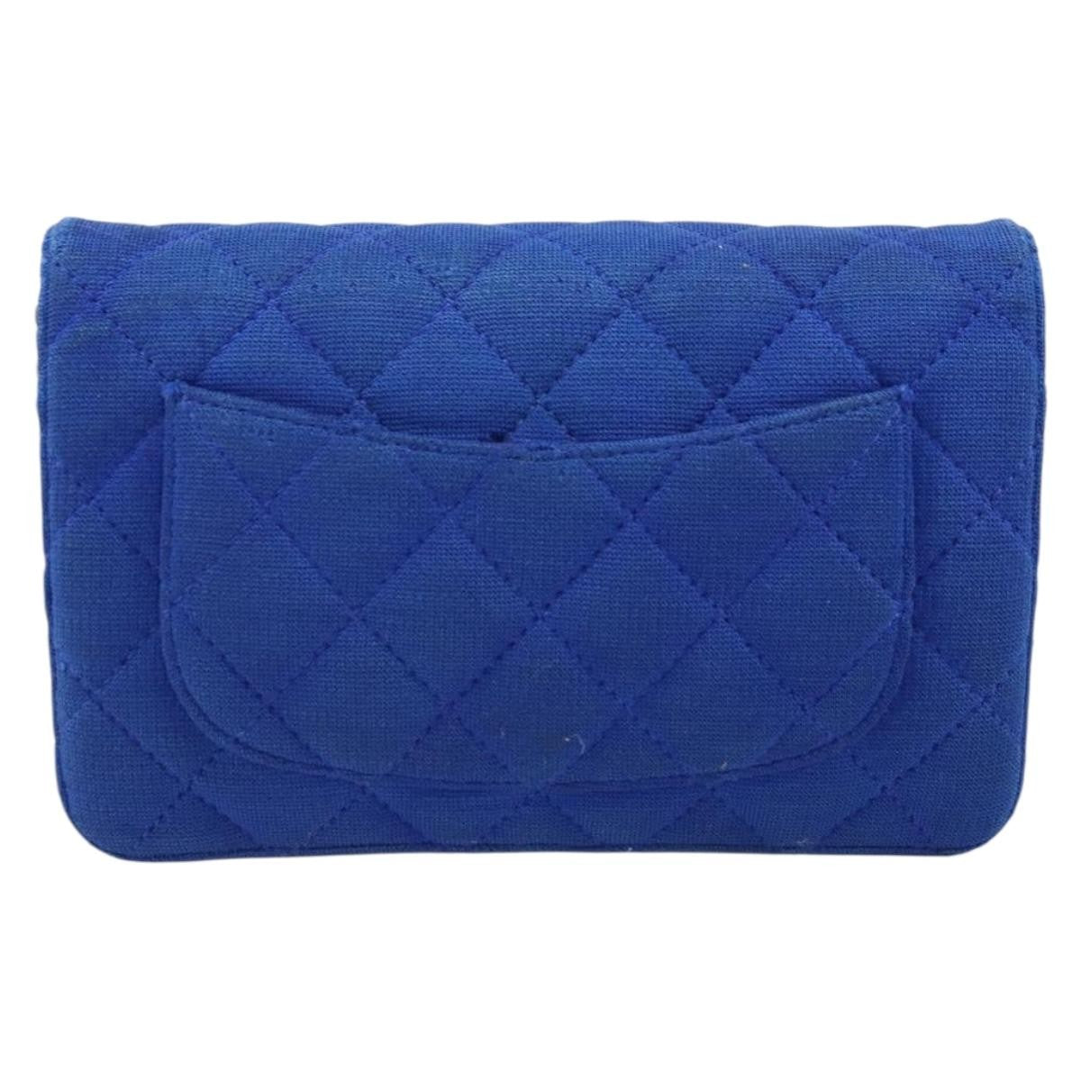 Chanel Wallet On Chain Canvas Navy Canvas Shoulder Bag Bag (Pre-Owned)