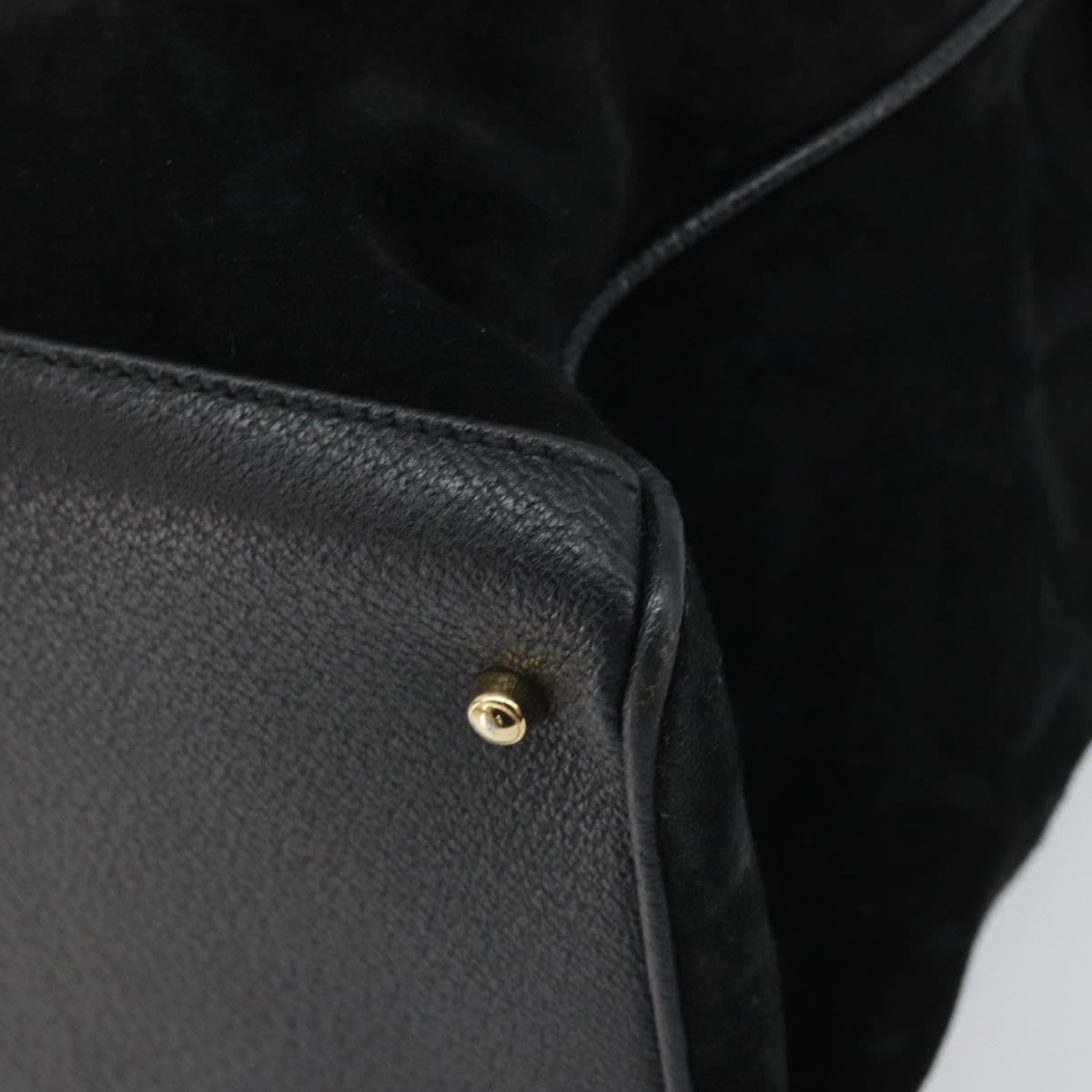 Gucci Bamboo Tote Bag Suede Black Suede Tote Bag Bag (Pre-Owned)
