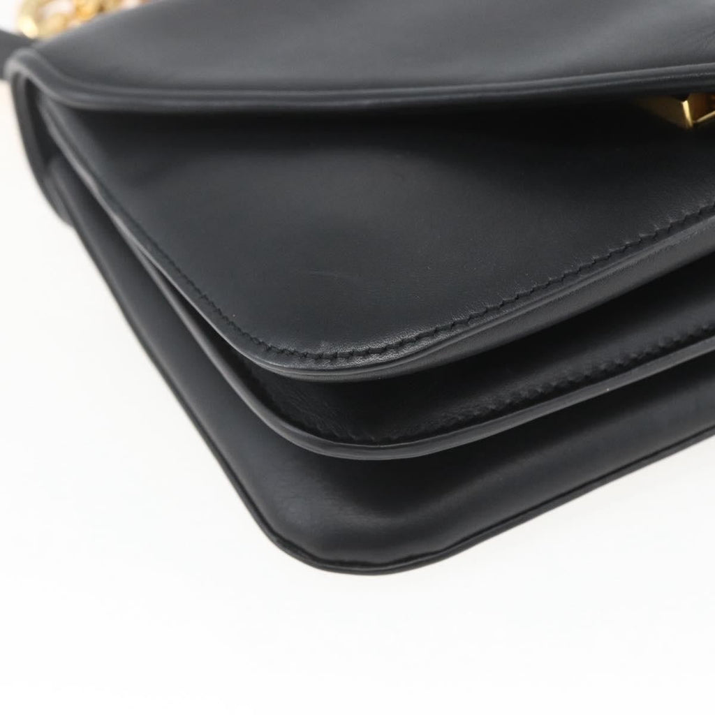 Bottega Veneta Mount Shoulder Bag Leather Black Leather Shoulder Bag Bag (Pre-Owned)