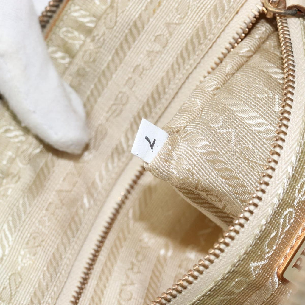 Prada Vintage Handbag Tessuto Beige Nylon Handbag (Pre-Owned)
