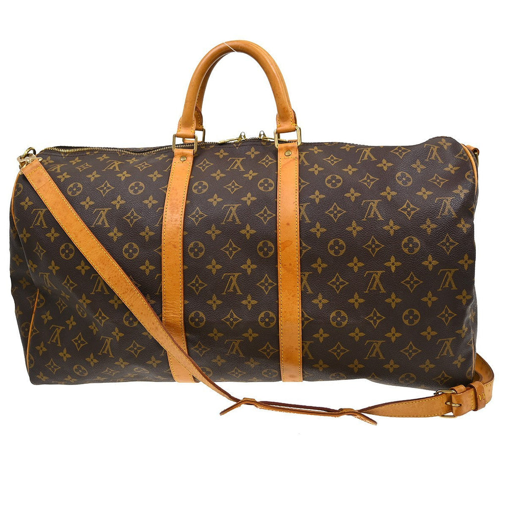 Louis Vuitton Keepall Bandouliere Bag Monogram Canvas Brown Canvas Travel Bag Bag (Pre-Owned)