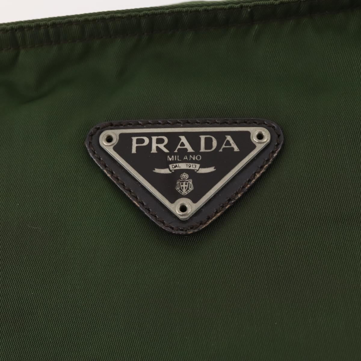 Prada Zip Top Messenger Bag Tessuto Khaki Nylon Shoulder Bag Bag (Pre-Owned)