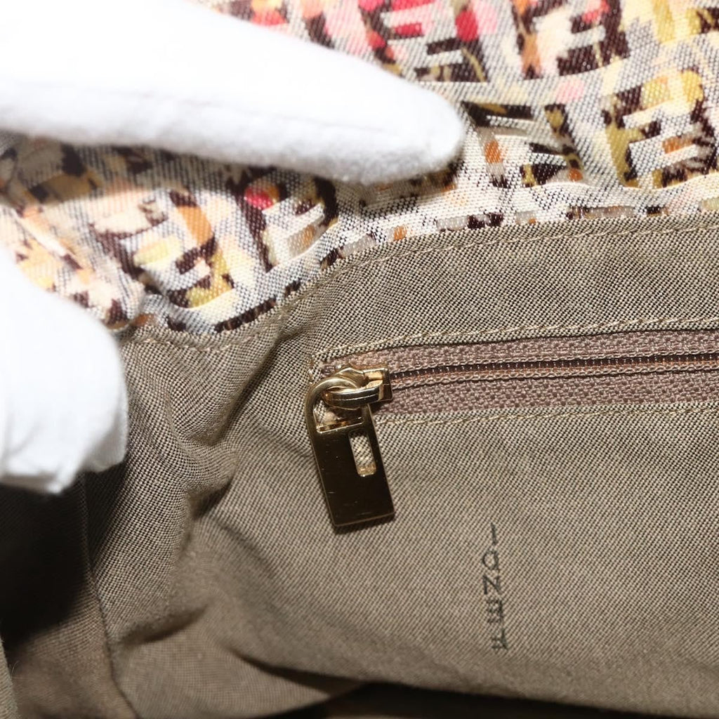 Fendi Mamma Baguette Zucca Canvas Beige Canvas Shoulder Bag Bag (Pre-Owned)