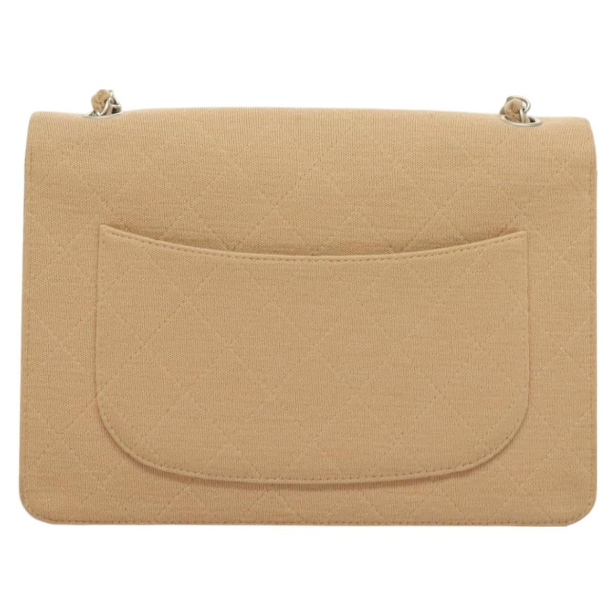Chanel Matelasse Chain Shoulder Bag Leather Beige Cotton Shoulder Bag Bag (Pre-Owned)