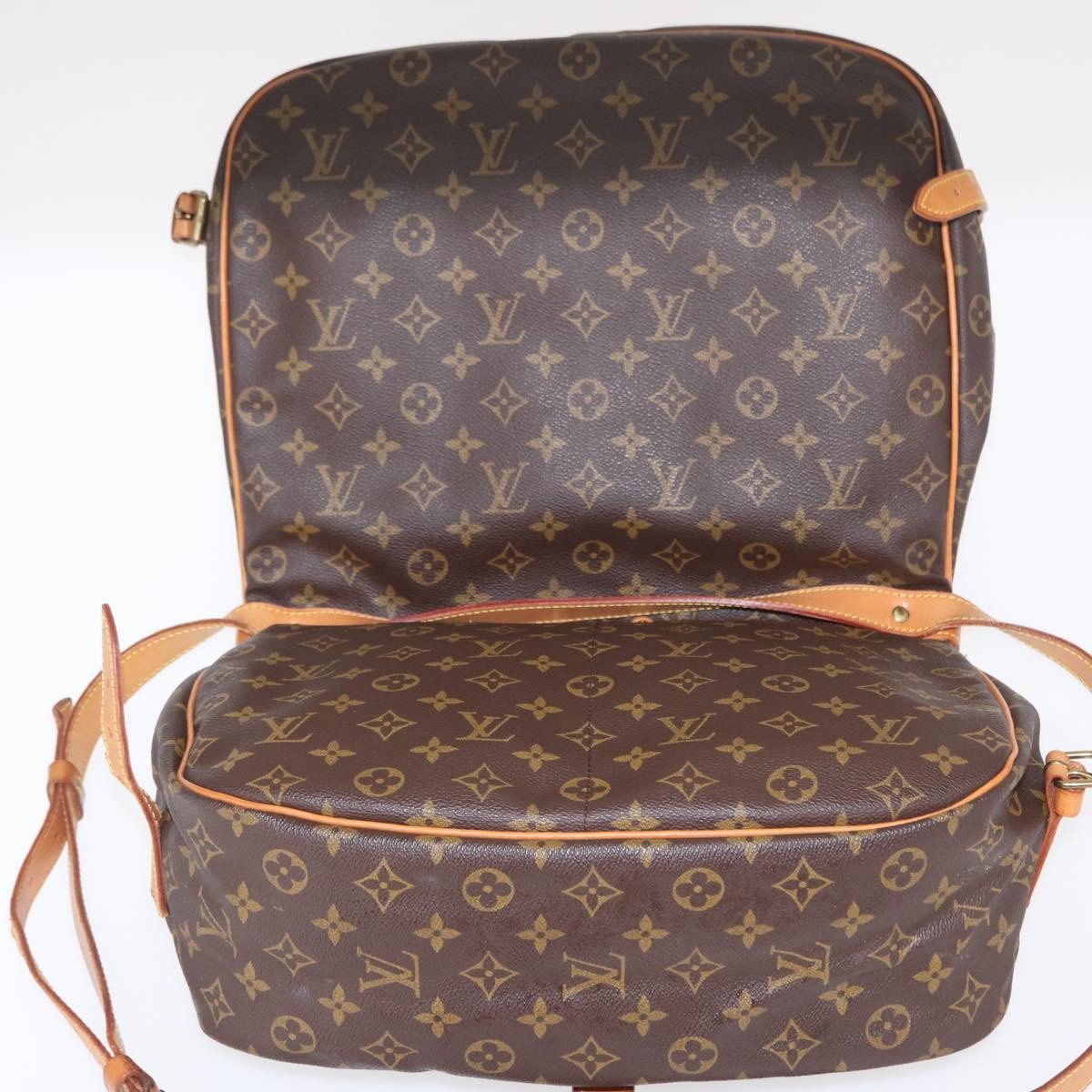 Louis Vuitton Saumur Handbag Monogram Canvas Brown Canvas Shoulder Bag Bag (Pre-Owned)