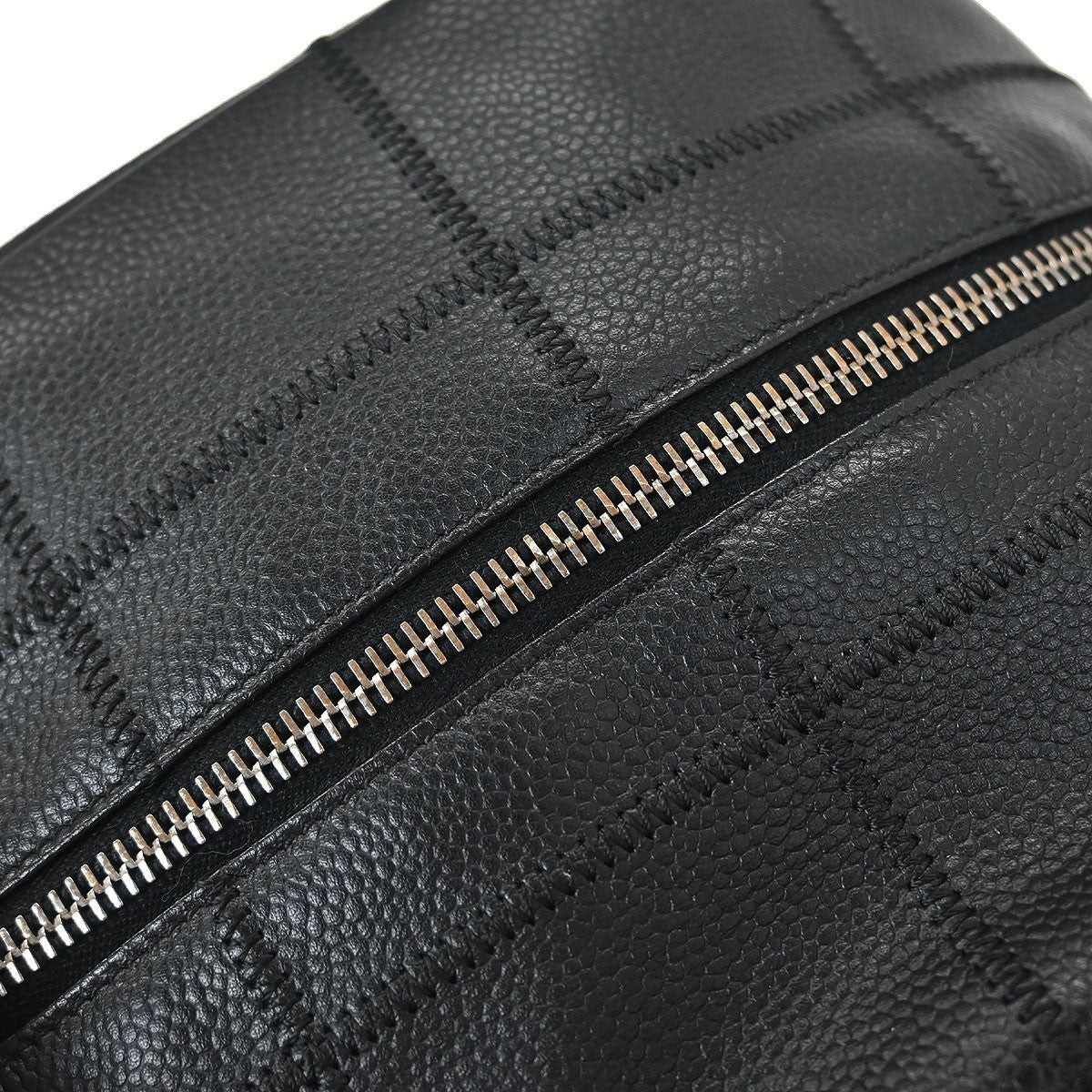 Chanel Square Stitch Bowler Bag Quilted Caviar Black Leather Shoulder Bag Bag (Pre-Owned)