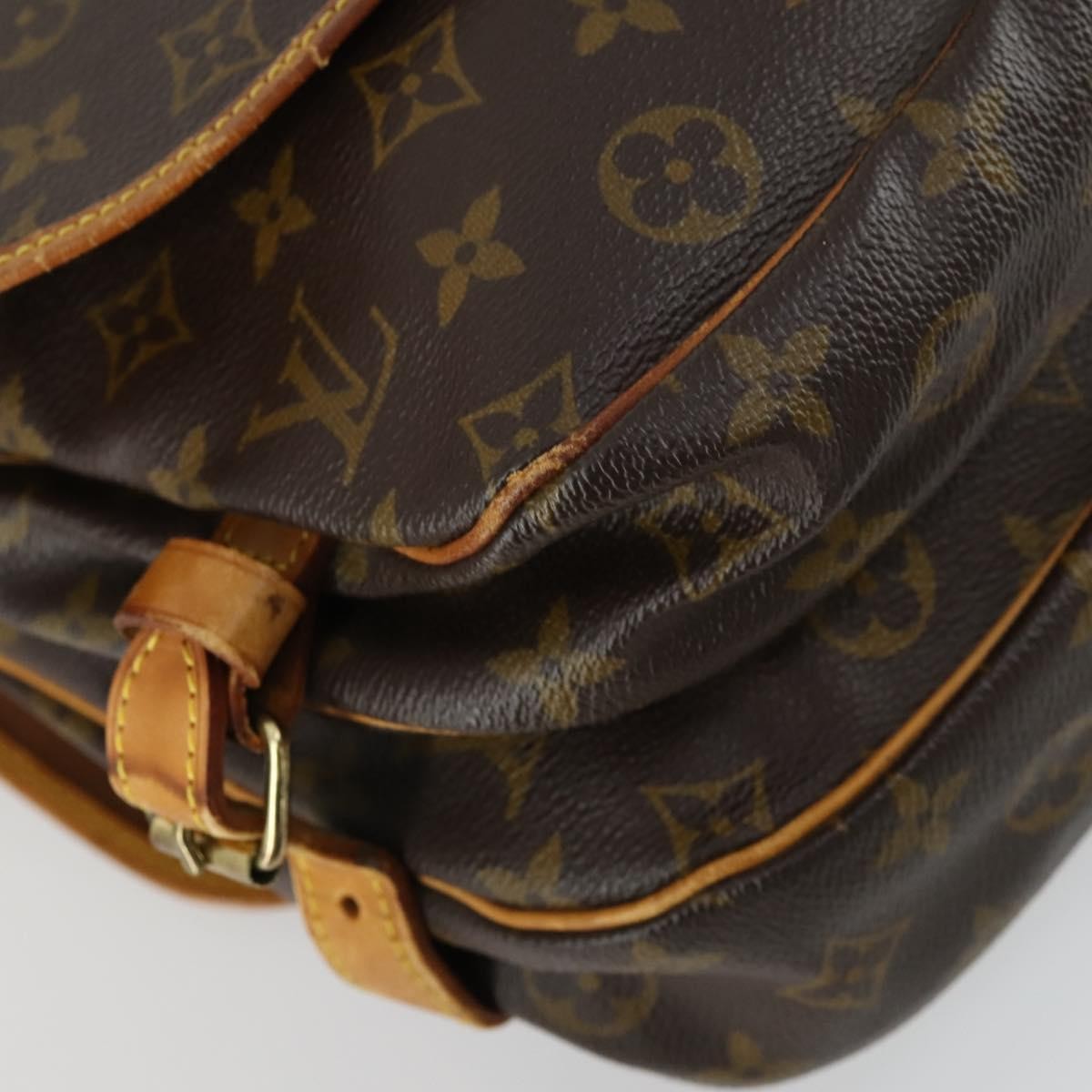 Louis Vuitton Saumur Handbag Monogram Canvas Brown Canvas Shoulder Bag Bag (Pre-Owned)