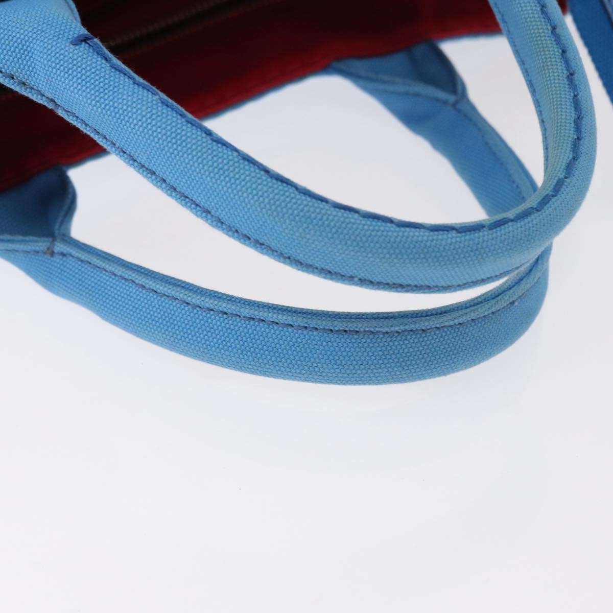 Prada Canapa Convertible Tote Canvas With Applique Blue Canvas Tote Bag Bag (Pre-Owned)
