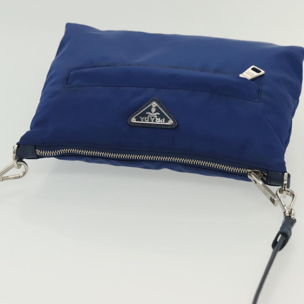 Prada Flat Messenger Tessuto With Leather Blue Nylon Shoulder Bag Bag (Pre-Owned)