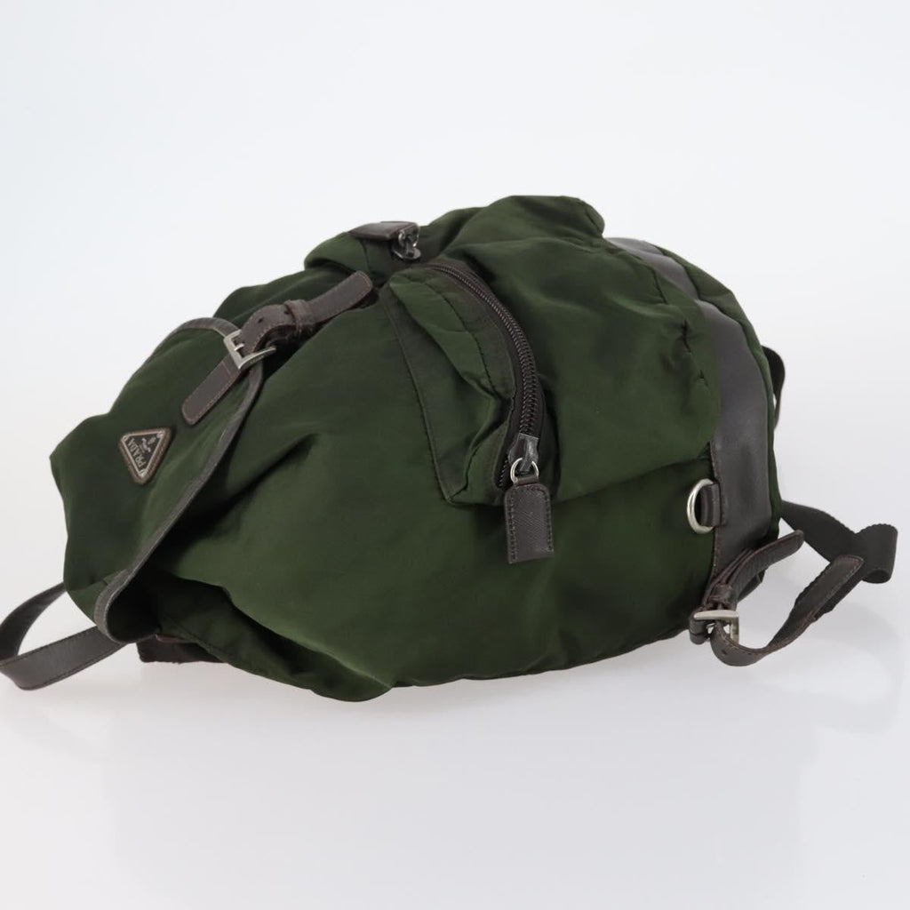 Prada Double Front Pocket Backpack Tessuto Khaki Nylon Backpack Bag (Pre-Owned)