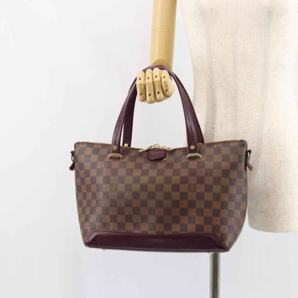 Louis Vuitton Hyde Park Handbag Damier With Leather Brown Canvas Handbag (Pre-Owned)