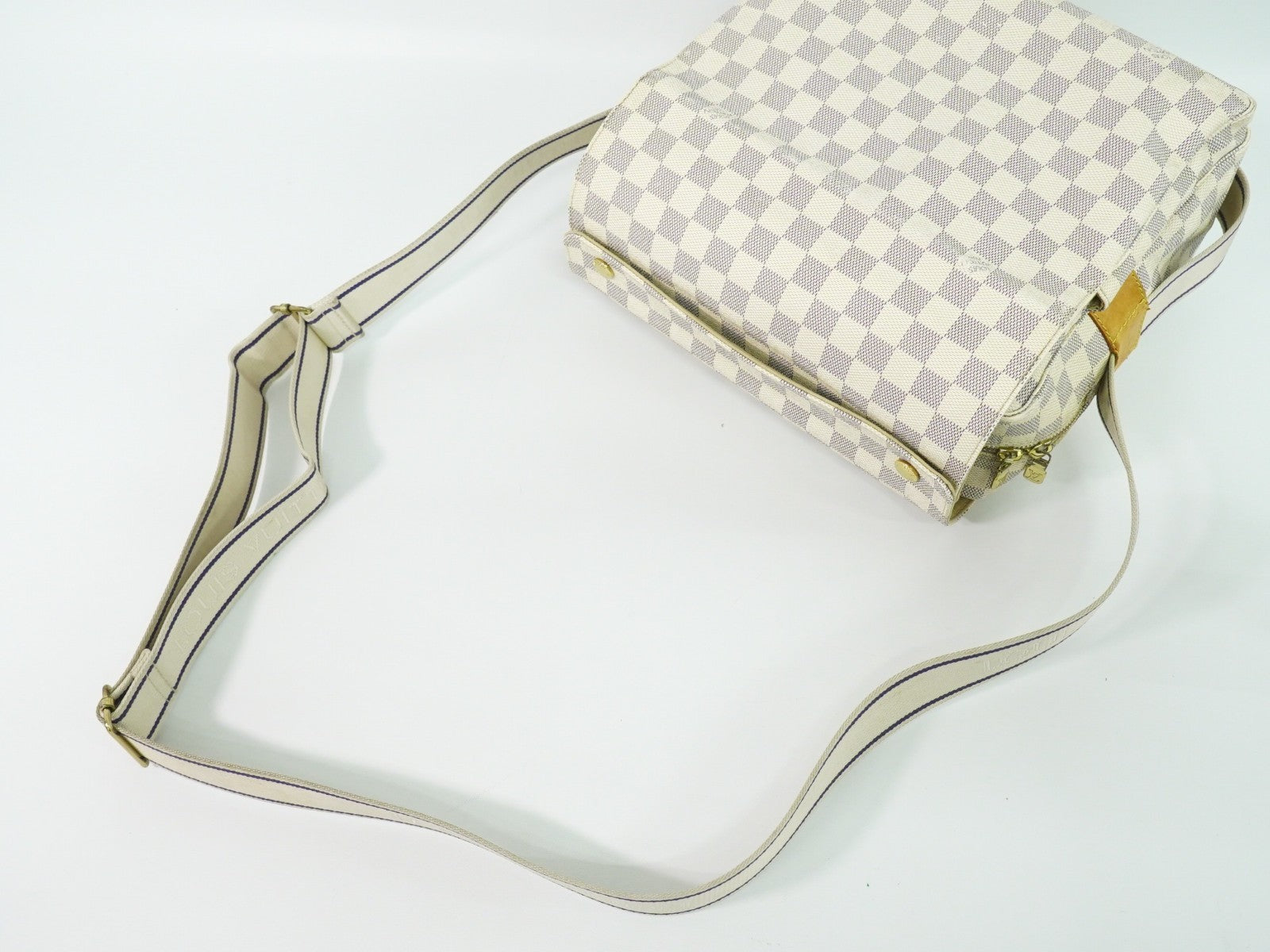 Louis Vuitton Naviglio Handbag Damier White Canvas Shoulder Bag Bag (Pre-Owned)
