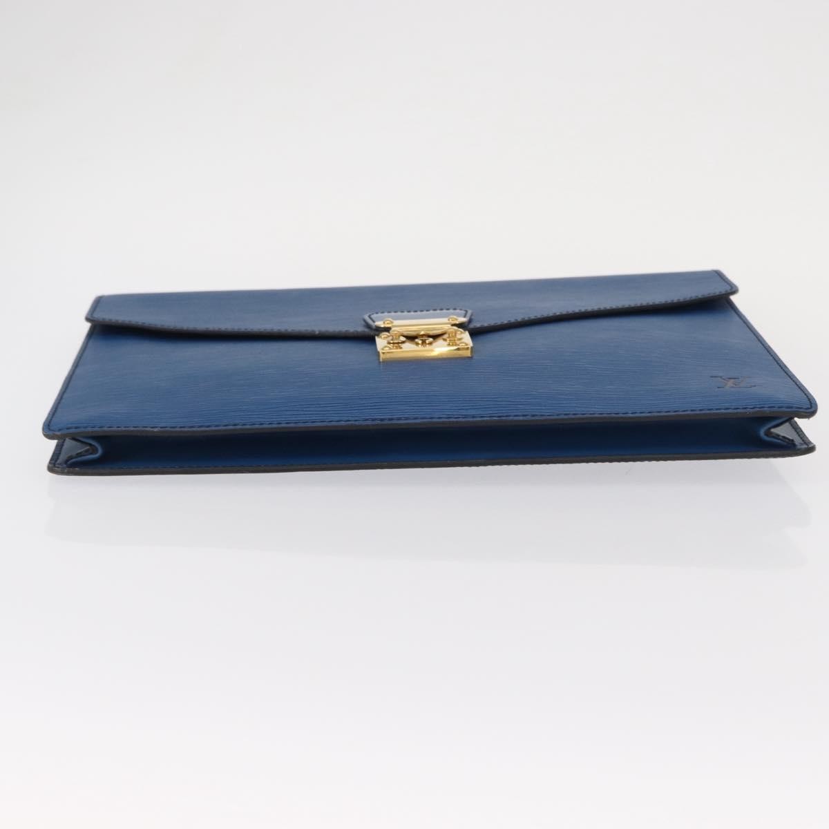Louis Vuitton Porte-Documents Senateur Bag Epi Leather Blue Leather Clutche & Pouche Bag (Pre-Owned)