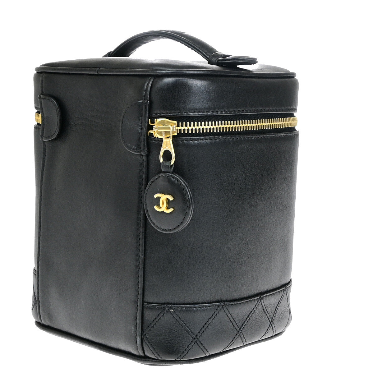 Chanel Vanity Pouch Leather Black Leather Bag (Pre-Owned)