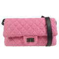Chanel Easy Reissue Messenger Flap Bag Quilted Tweed Pink Tweed Shoulder Bag Bag (Pre-Owned)