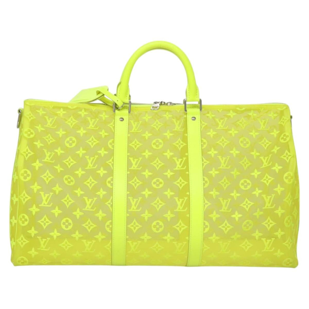 Louis Vuitton Keepall Bandouliere Bag Monogram See Through Mesh Yellow Canvas Travel Bag Bag (Pre-Owned)
