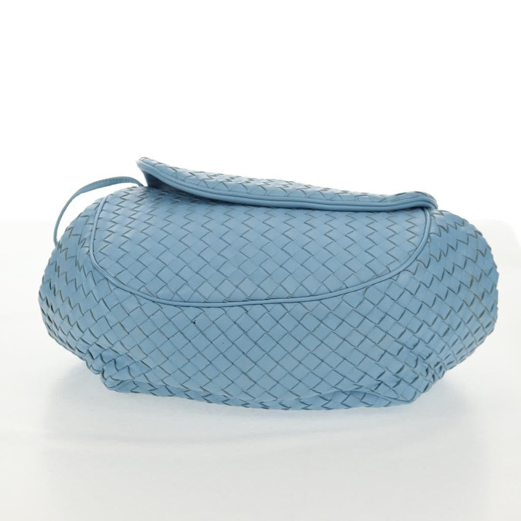 Bottega Veneta Intrecciato Shoulder Bag Leather Blue Leather Shoulder Bag Bag (Pre-Owned)