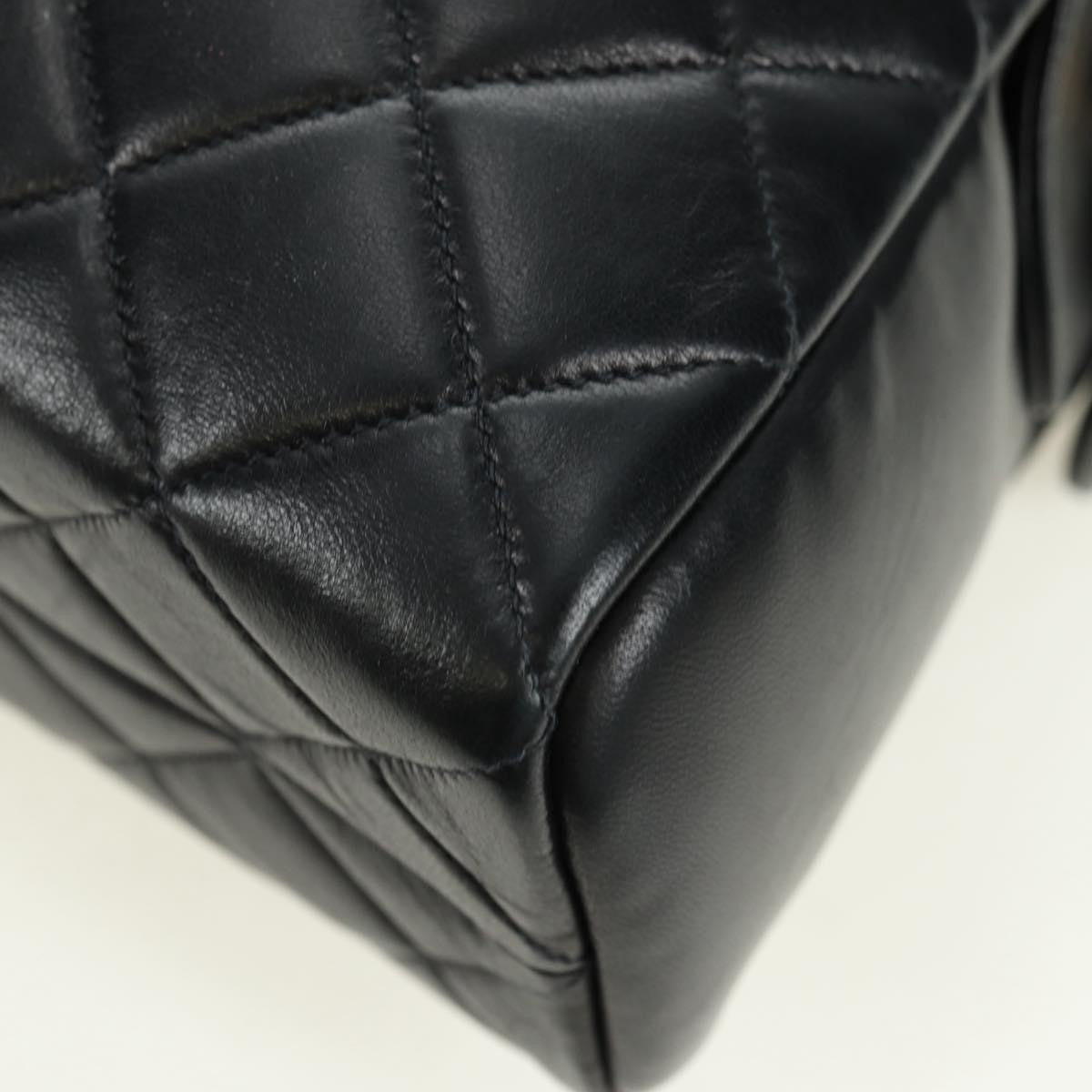 Chanel Vintage Zip Chain Shoulder Bag Quilted Lambskin Black Leather Shoulder Bag Bag (Pre-Owned)