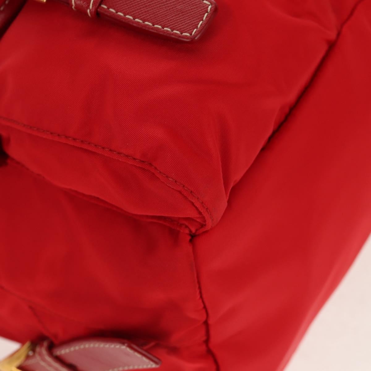 Prada Vela Double Front Pocket Backpack Tessuto With Saffiano Leather Red Nylon Backpack Bag (Pre-Owned)