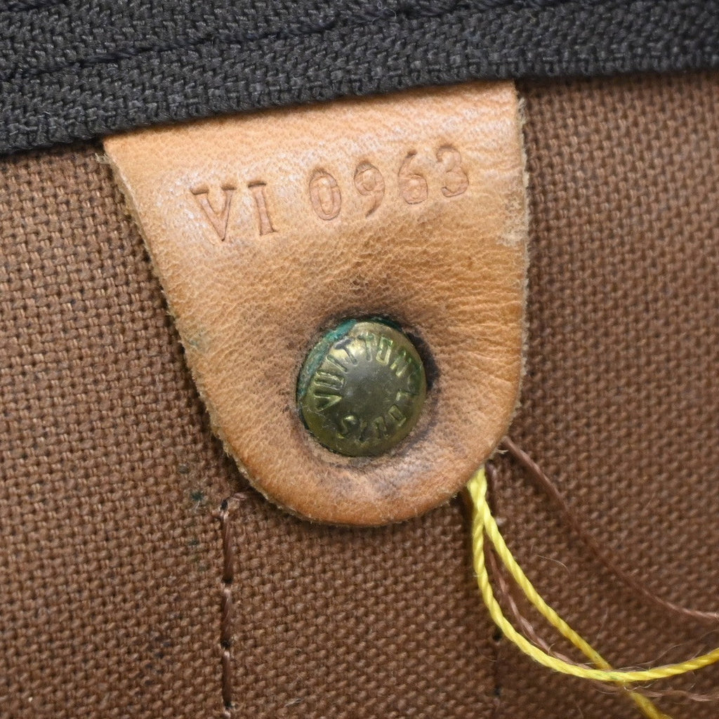Louis Vuitton Keepall Bag Monogram Canvas Brown Leather Travel Bag Bag (Pre-Owned)