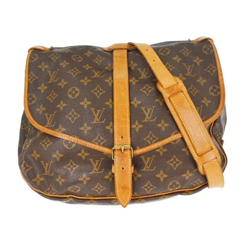 Louis Vuitton Saumur Handbag Monogram Canvas Brown Canvas Shoulder Bag Bag (Pre-Owned)