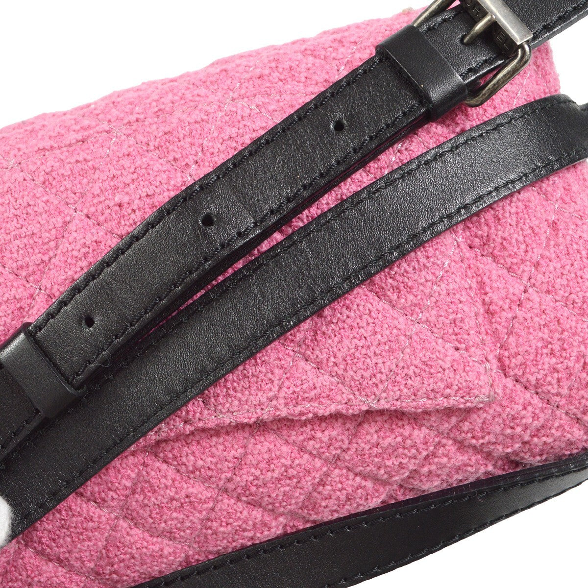 Chanel Easy Reissue Messenger Flap Bag Quilted Tweed Pink Tweed Shoulder Bag Bag (Pre-Owned)