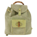 Gucci Gucci Bamboo Backpack Daim Green Suede Backpack Bag (Pre-Owned)