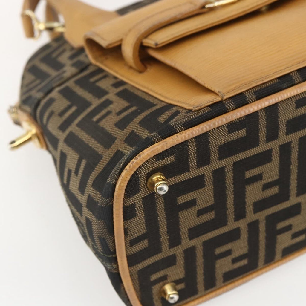 Fendi Vintage Zucca Handbag Zucca Brown Canvas Handbag (Pre-Owned)