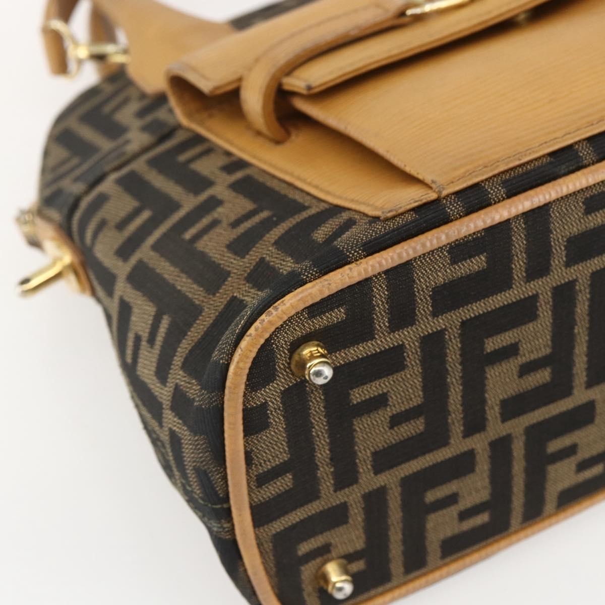 Fendi Vintage Zucca Handbag Zucca Brown Canvas Handbag (Pre-Owned)