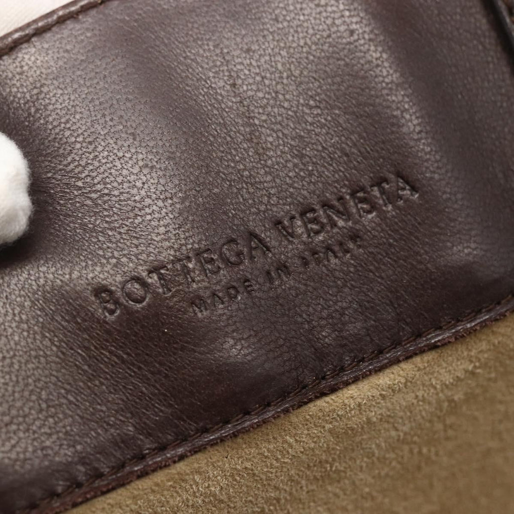 Bottega Veneta Intrecciato Handbag Leather Brown Leather Handbag (Pre-Owned)