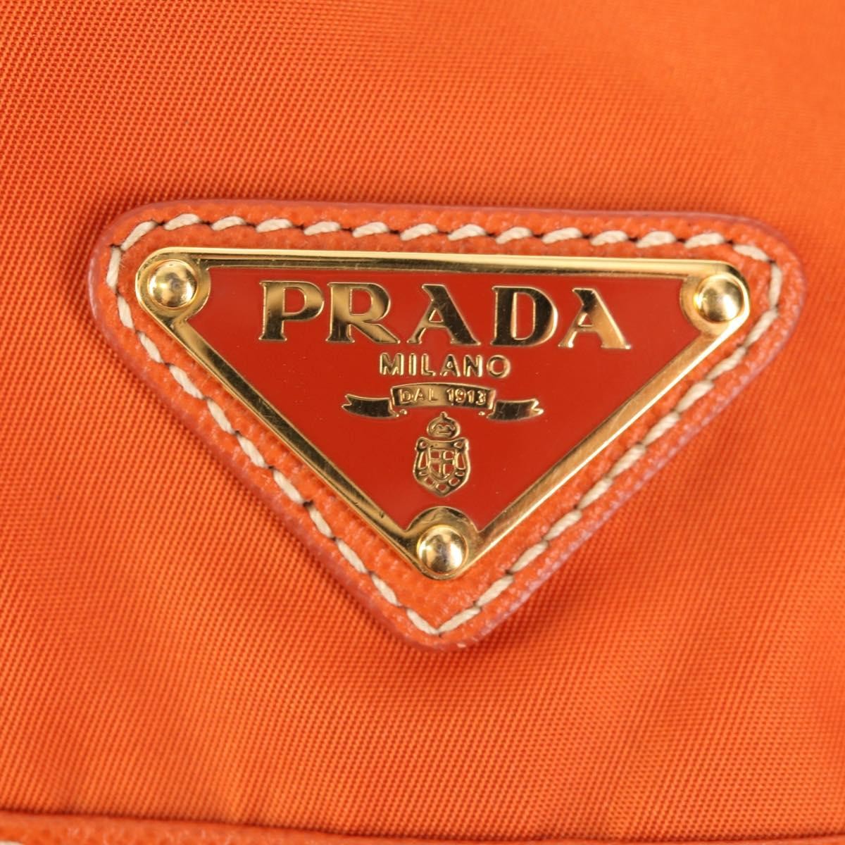 Prada Vela Double Front Pocket Backpack Tessuto With Saffiano Leather Orange Nylon Backpack Bag (Pre-Owned)