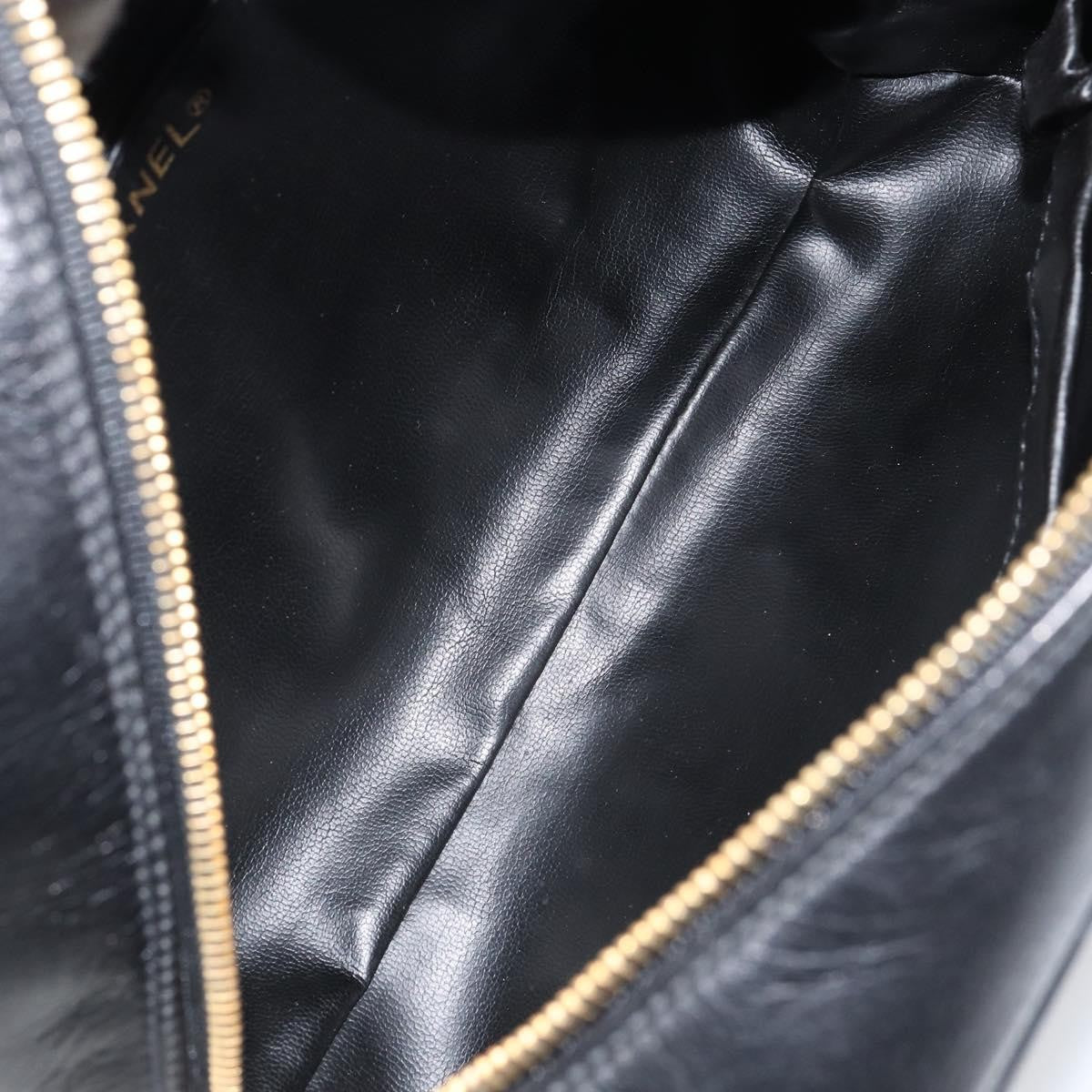 Chanel Vintage Toiletry Pouch Leather Black Leather Clutche & Pouche Bag (Pre-Owned)
