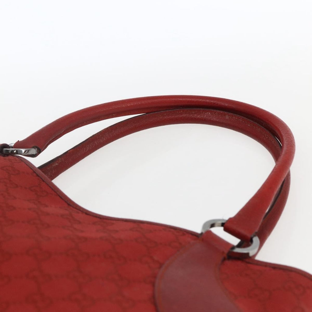 Gucci Vintage Ring Tote Gg Canvas With Leather Red Canvas Handbag (Pre-Owned)