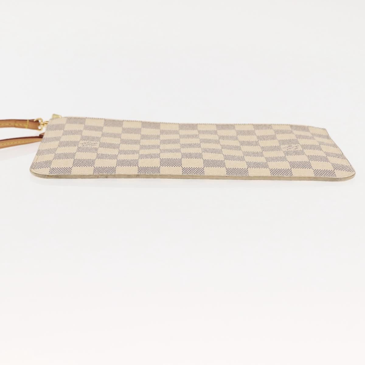 Louis Vuitton Neverfull Pochette Damier White Canvas Clutche & Pouche Bag (Pre-Owned)
