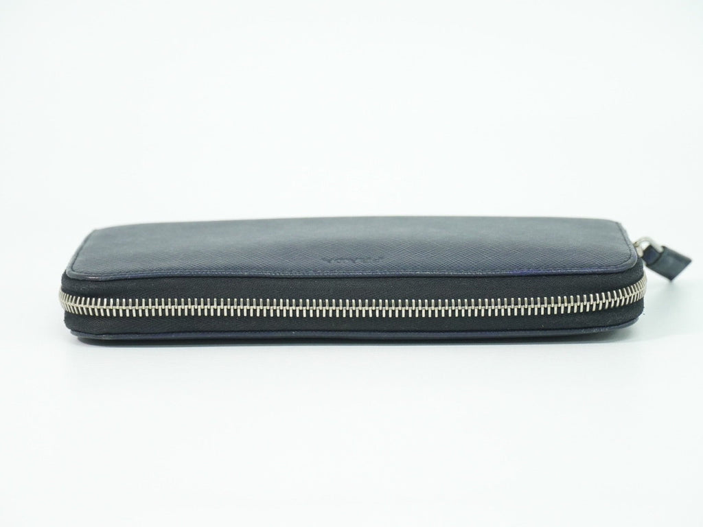 Prada Saffiano Wallet Leather Navy Leather Wallets Accessory (Pre-Owned)