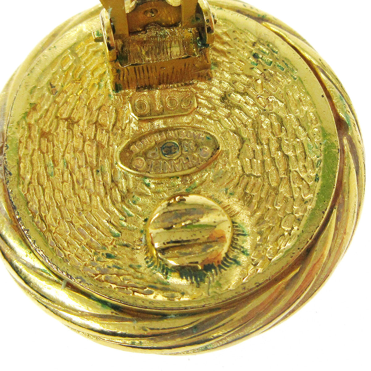Chanel Cc Button Clip-On Earrings Metal Gold Gold_Plated Earrings Jewelry (Pre-Owned)