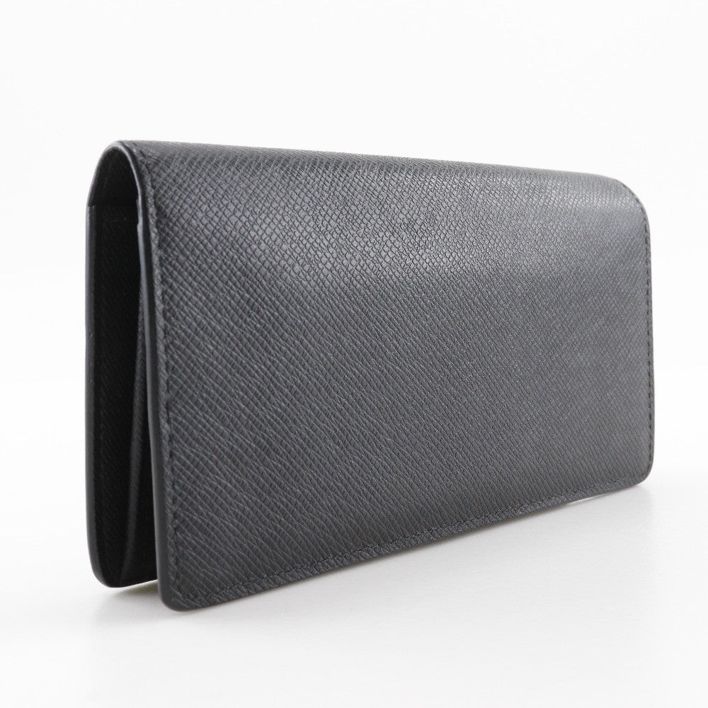 Louis Vuitton Brazza Long Bifold Wallet Taiga Leather Black Leather Wallets Accessory (Pre-Owned)