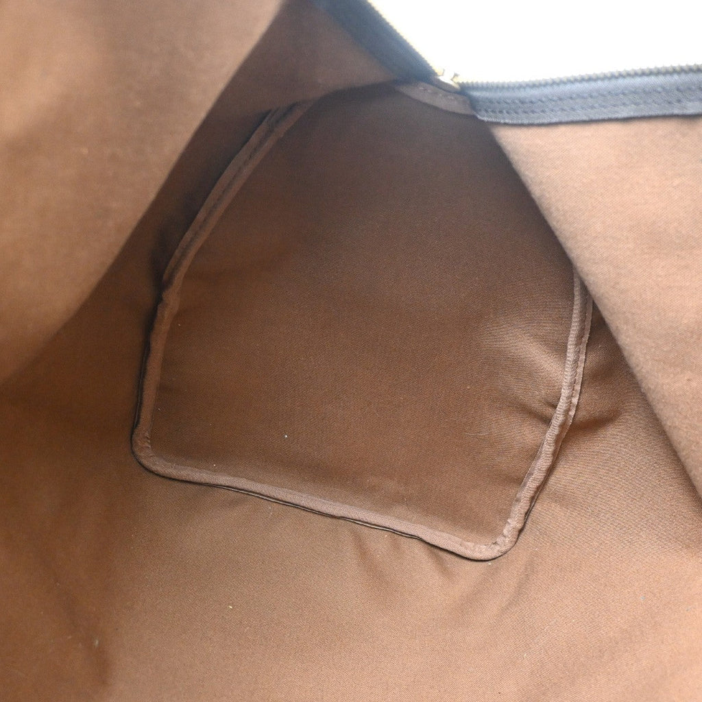Louis Vuitton Keepall Bag Monogram Canvas Brown Leather Travel Bag Bag (Pre-Owned)