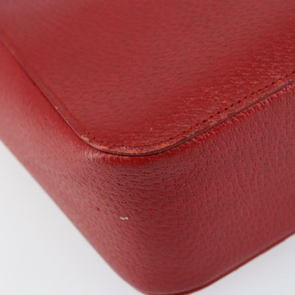 Gucci Vintage Bamboo Handle Bag Leather Red Leather Handbag (Pre-Owned)