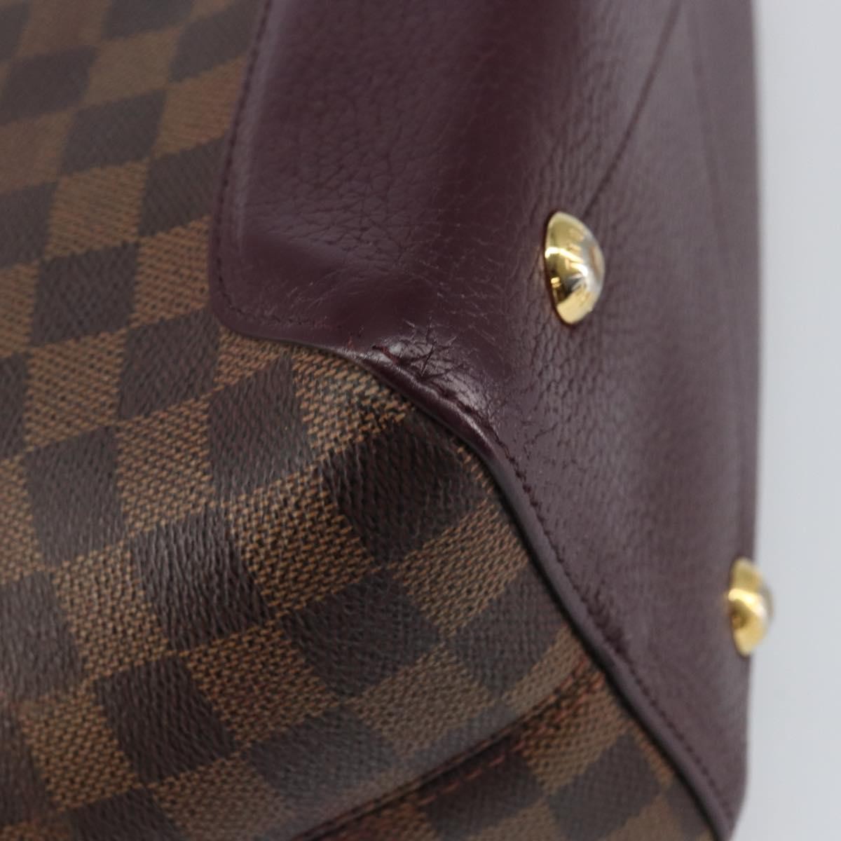 Louis Vuitton Hyde Park Handbag Damier With Leather Brown Canvas Handbag (Pre-Owned)