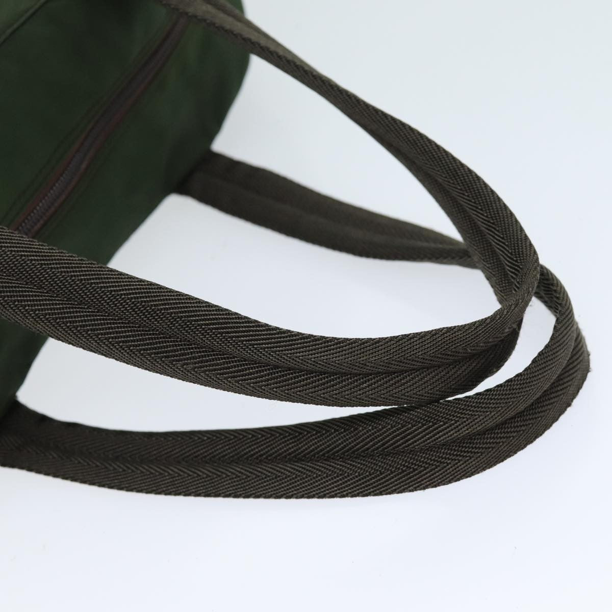 Prada Bowling Shoulder Bag Tessuto Khaki Nylon Handbag (Pre-Owned)