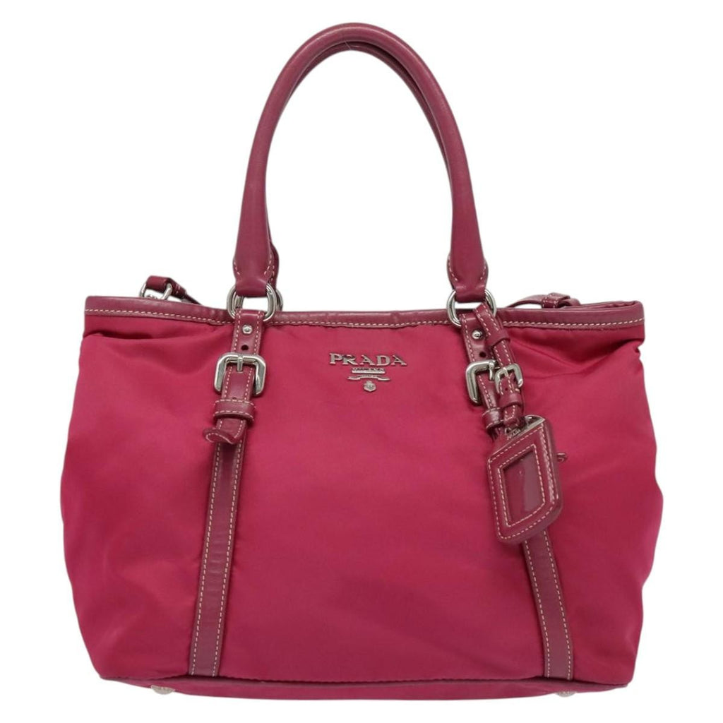 Prada Convertible Belted Hobo Tessuto With Leather Pink Nylon Tote Bag Bag (Pre-Owned)