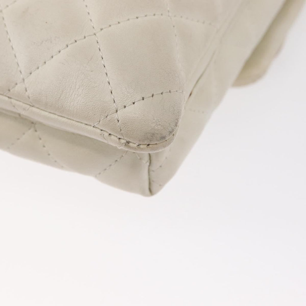 Chanel Cambon Flap Crossbody Bag Quilted Lambskin White Leather Shoulder Bag Bag (Pre-Owned)